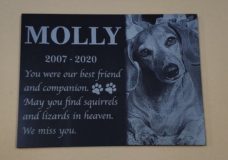 An Engraved Pet Memorial Plaque Case Study-Photo Engraving at MemorialsLAB